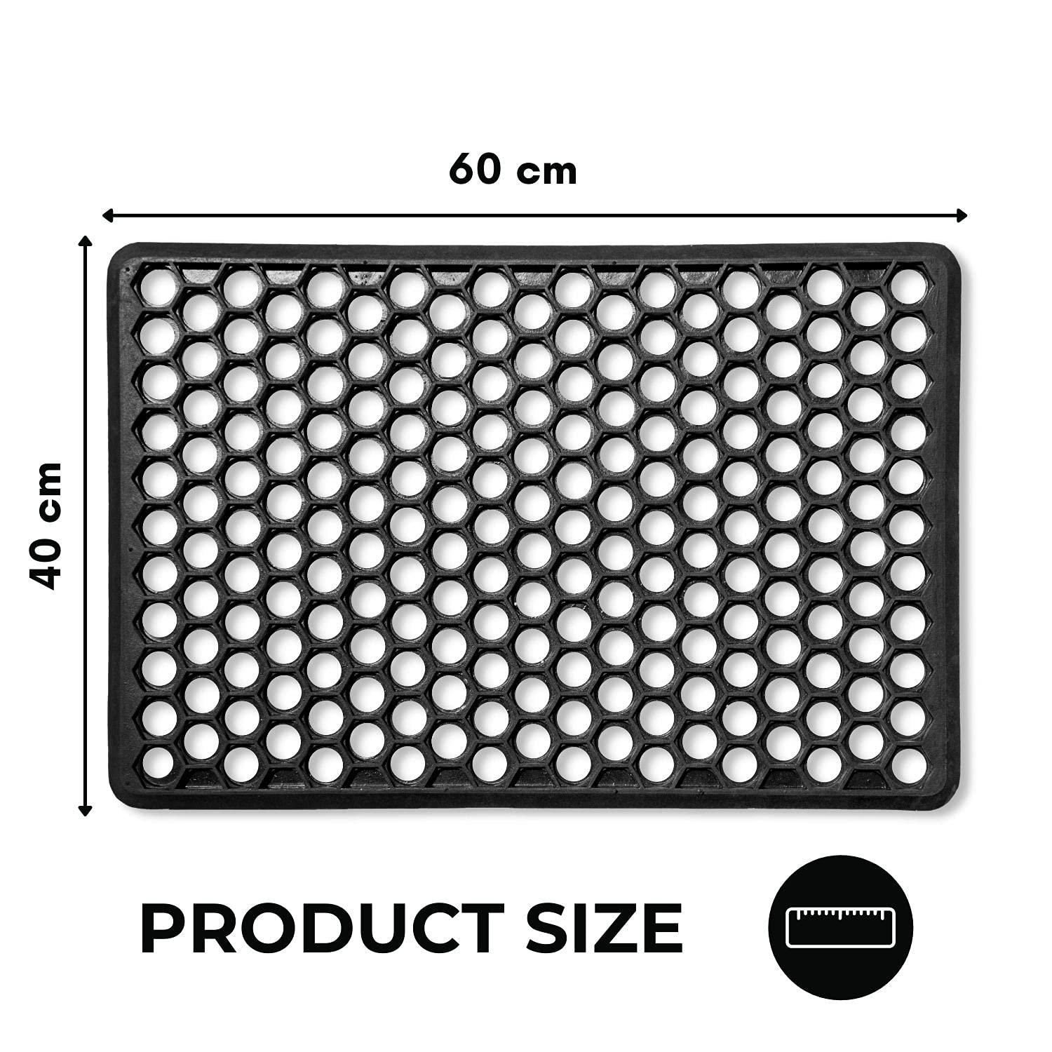 Hexagon Hollow Rubber Door Mats 60 x 40 cm, Black – Rosetta Home Store